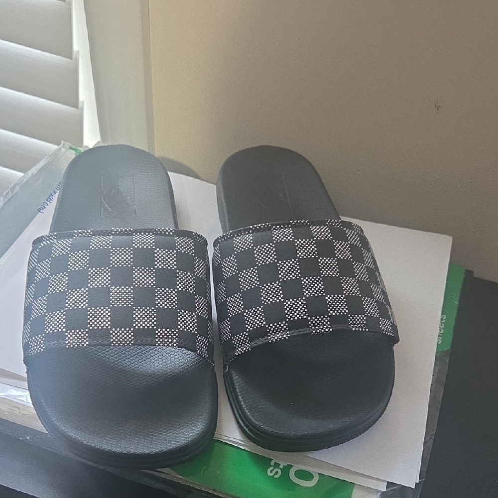 Vans Checkered Slide Sandals - Black and White